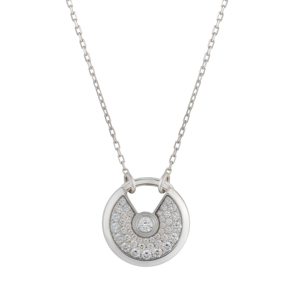 [Basjewels]AMULETTE SILVER FULL DIAMOND NECKLACE