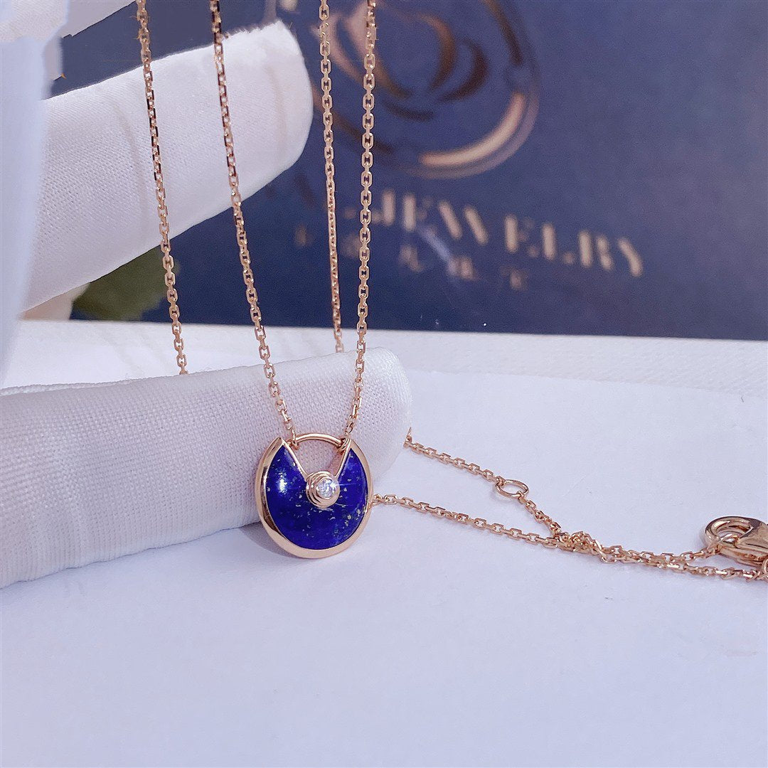 [Basjewels]AMULETTE ROSE GOLD AGATE NECKLACE