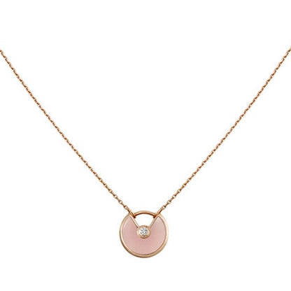 [Basjewels]AMULETTE ROSE GOLD PINK MOP NECKLACE