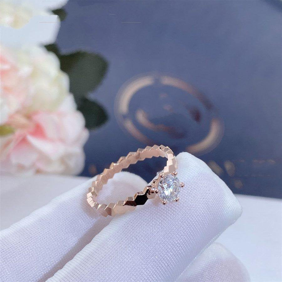 [Basjewels]BEE LOVE RING PINK GOLD 1 DIAMOND