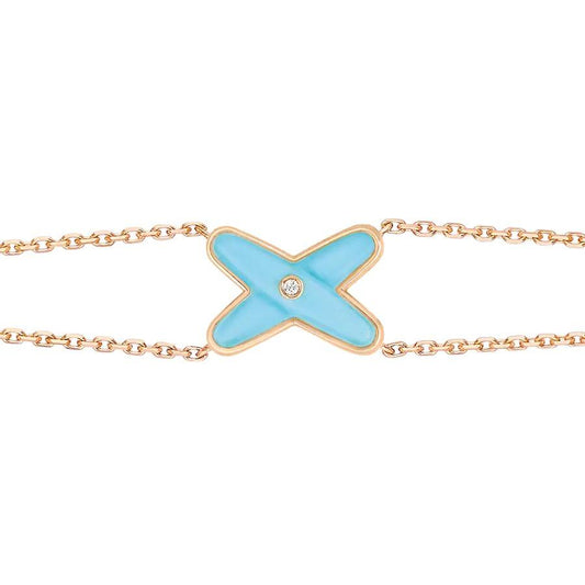 [Basjewels]JEUX BRACELET TURQUOISE PINK GOLD 1 DIAMOND