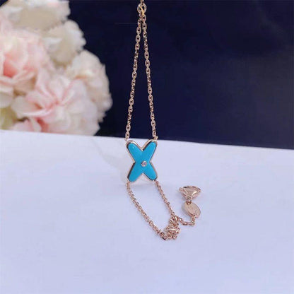 [Basjewels]JEUX BRACELET TURQUOISE PINK GOLD 1 DIAMOND