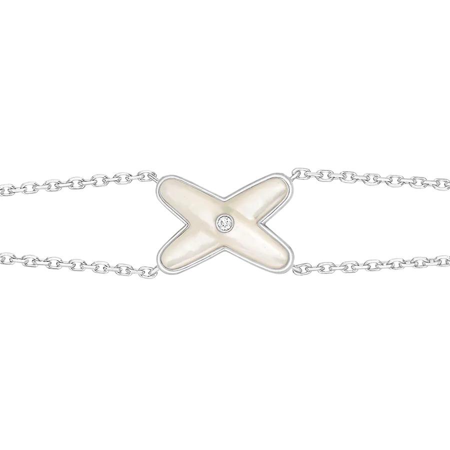 [Basjewels]JEUX BRACELET WHITE MOP SILVER 1 DIAMOND