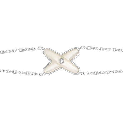 [Basjewels]JEUX BRACELET WHITE MOP SILVER 1 DIAMOND