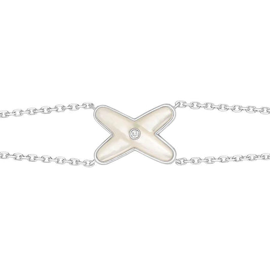 [Basjewels]JEUX BRACELET WHITE MOP SILVER 1 DIAMOND