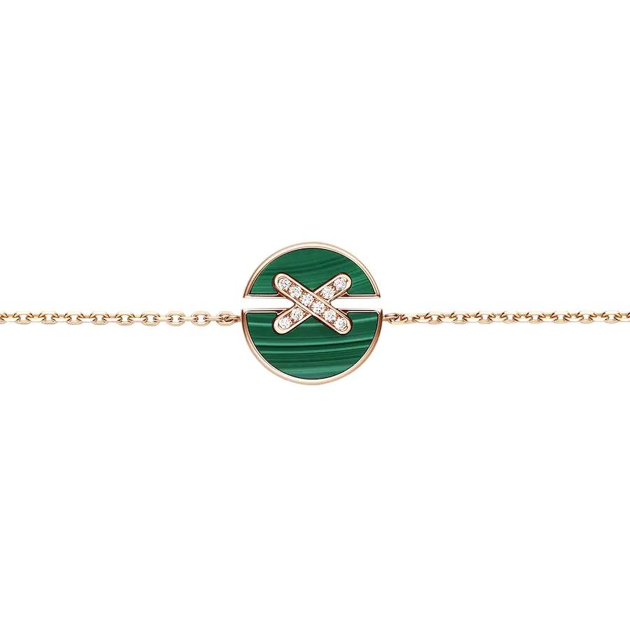 [Basjewels]JEUX DE BRACELET MALACHITE PINK GOLD DIAMONDS