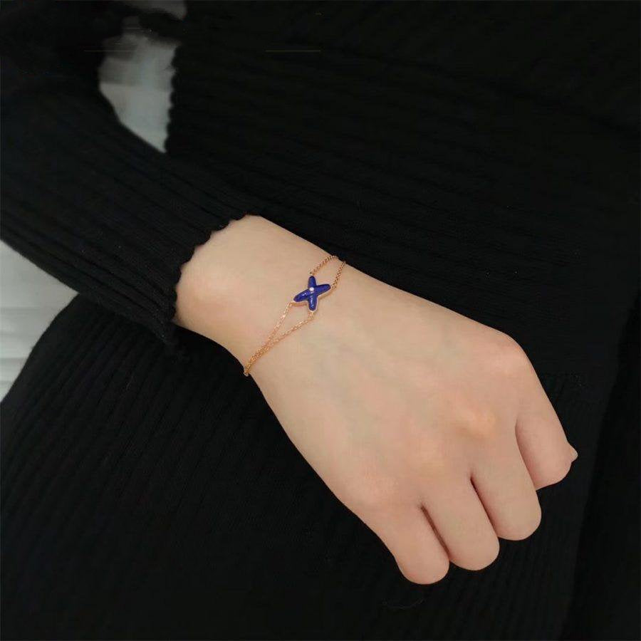 [baslovejewels]JEUX BRACELET BLUE AGATE PINK GOLD 1 DIAMOND