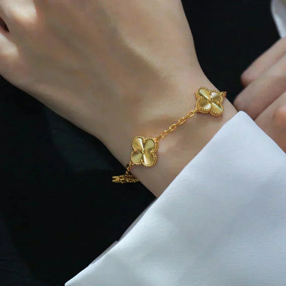 [Basjewels]CLOVER 5 FLOWERS LASER BRACELET