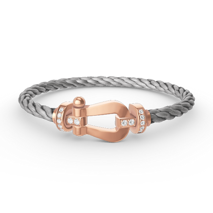 [Basjewels]FORCE LARGE HORSESHOE HALF DIAMOND BRACELET ROSE GOLD