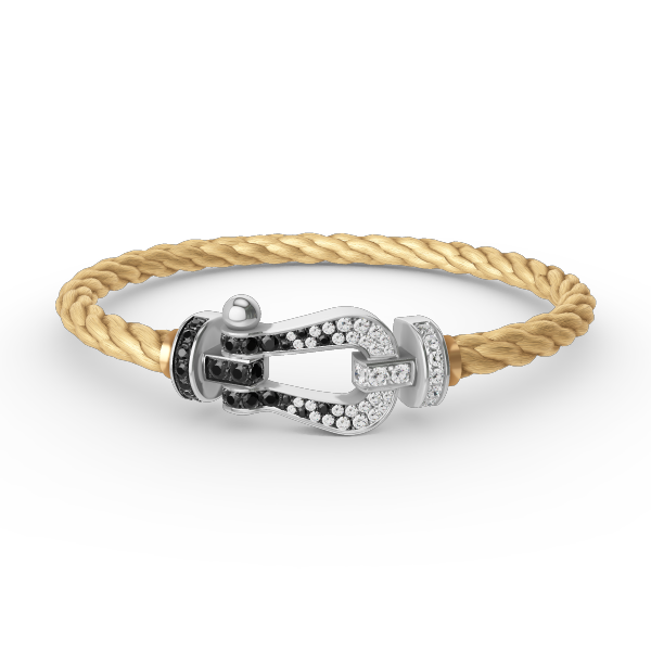 [baslovejewels]FORCE LARGE HORSESHOE BLACK WHITE DIAMOND BRACELET SILVER
