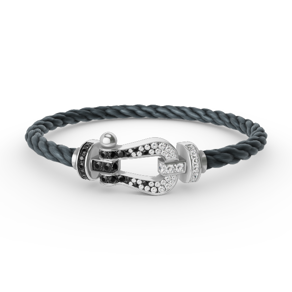 [baslovejewels]FORCE LARGE HORSESHOE BLACK WHITE DIAMOND BRACELET SILVER