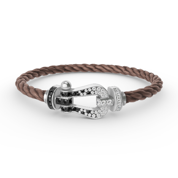 [baslovejewels]FORCE LARGE HORSESHOE BLACK WHITE DIAMOND BRACELET SILVER