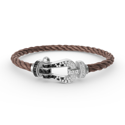 [baslovejewels]FORCE LARGE HORSESHOE BLACK WHITE DIAMOND BRACELET SILVER