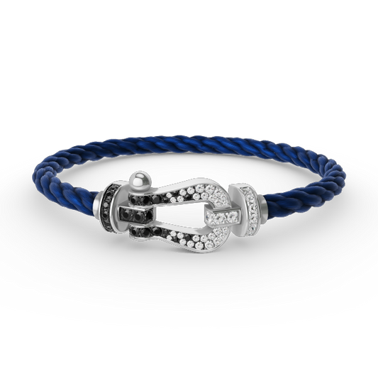 [baslovejewels]FORCE LARGE HORSESHOE BLACK WHITE DIAMOND BRACELET SILVER