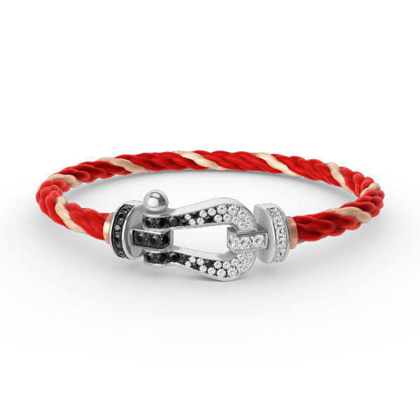 [baslovejewels]FORCE LARGE HORSESHOE BLACK WHITE DIAMOND BRACELET SILVER