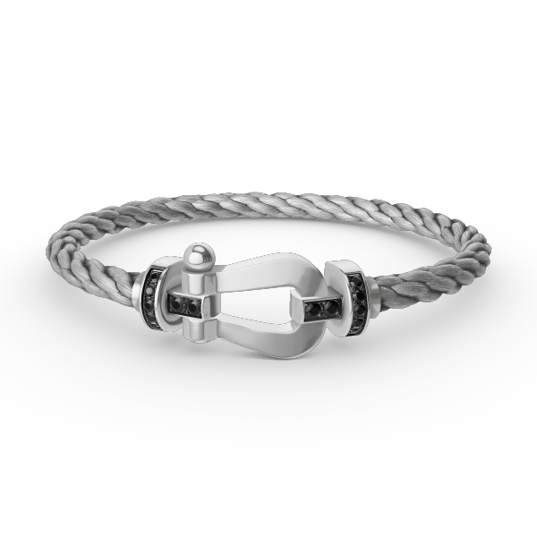 [Basjewels]FORCE LARGE HORSESHOE BLACK DIAMOND BRACELET SILVER