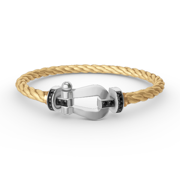 [baslovejewels]FORCE LARGE HORSESHOE BLACK DIAMOND BRACELET SILVER