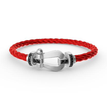[baslovejewels]FORCE LARGE HORSESHOE BLACK DIAMOND BRACELET SILVER