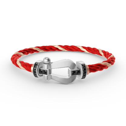 [baslovejewels]FORCE LARGE HORSESHOE BLACK DIAMOND BRACELET SILVER