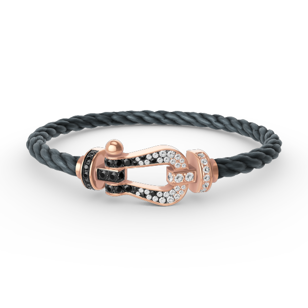 [Basjewels]FORCE LARGE HORSESHOE BLACK WHITE DIAMOND BRACELET ROSE GOLD