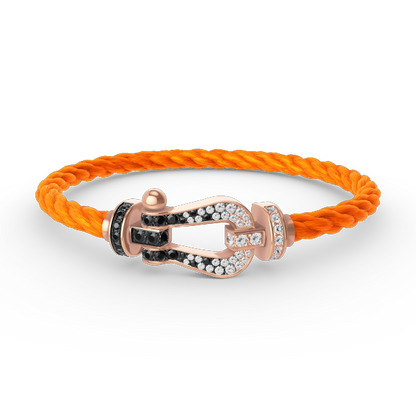 [baslovejewels]FORCE LARGE HORSESHOE BLACK WHITE DIAMOND BRACELET ROSE GOLD