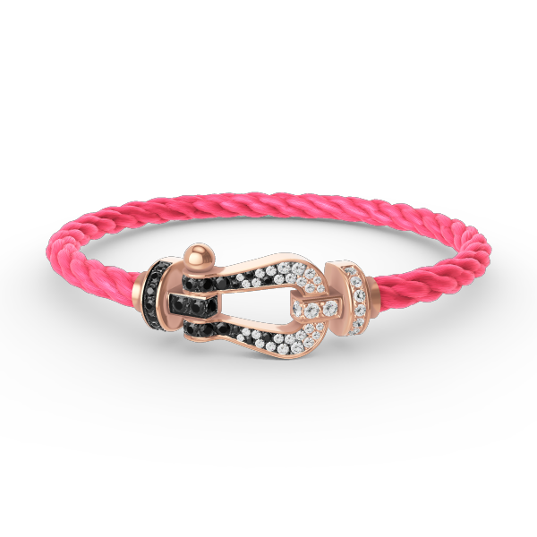 [baslovejewels]FORCE LARGE HORSESHOE BLACK WHITE DIAMOND BRACELET ROSE GOLD