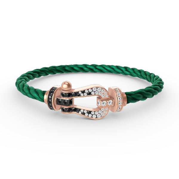 [baslovejewels]FORCE LARGE HORSESHOE BLACK WHITE DIAMOND BRACELET ROSE GOLD