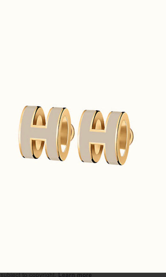 [baslovejewels]MINI POP H GOLD EARRINGS GREY