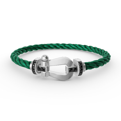 [baslovejewels]FORCE LARGE HORSESHOE BLACK DIAMOND BRACELET SILVER