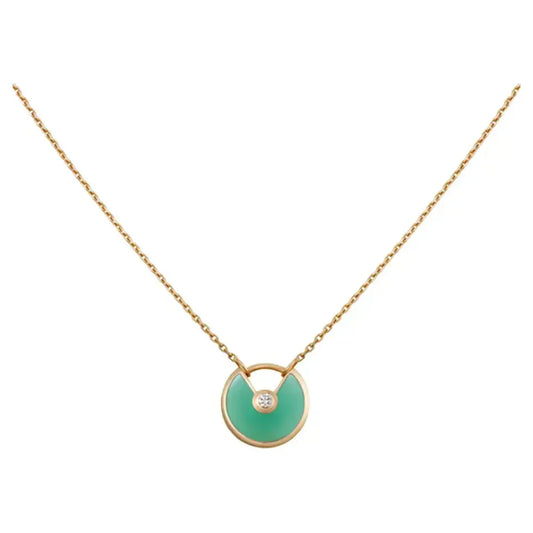 [Basjewels]AMULETTE GOLD MALACHITE NECKLACE