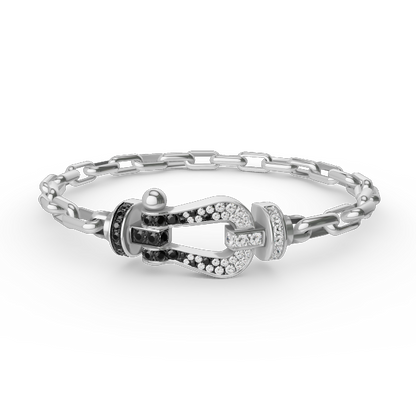 [Basjewels]FORCE LARGE HORSESHOE CLASP  METAL BRACELET