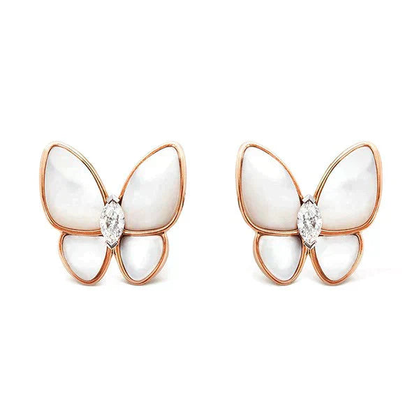 [Basjewels]BUTTERFLY MOP DIAMOND EARRINGS