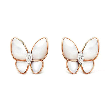 [Basjewels]BUTTERFLY MOP DIAMOND EARRINGS