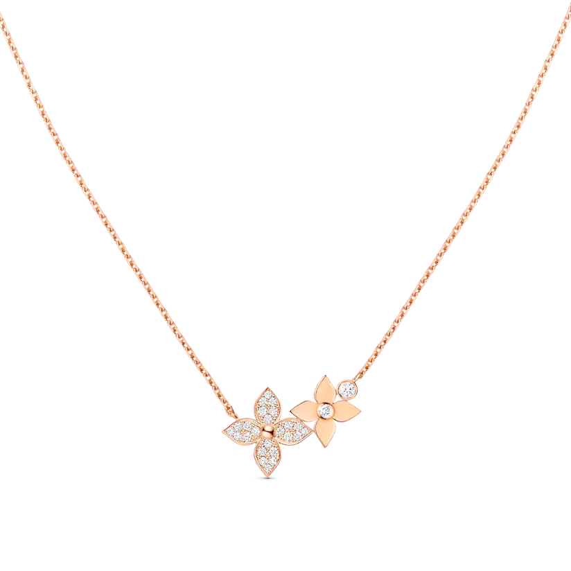 [Basjewels]STAR BLOSSOM NECKLACE PINK GOLD DIAMONDS