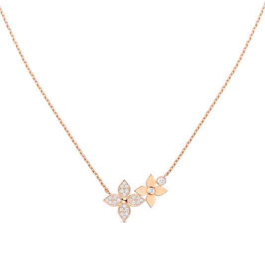 [Basjewels]STAR BLOSSOM NECKLACE PINK GOLD DIAMONDS