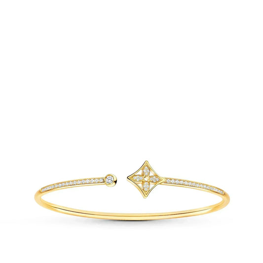 [Basjewels]IDYLLE GOLD OPEN BRACELET DIAMOND PAVED