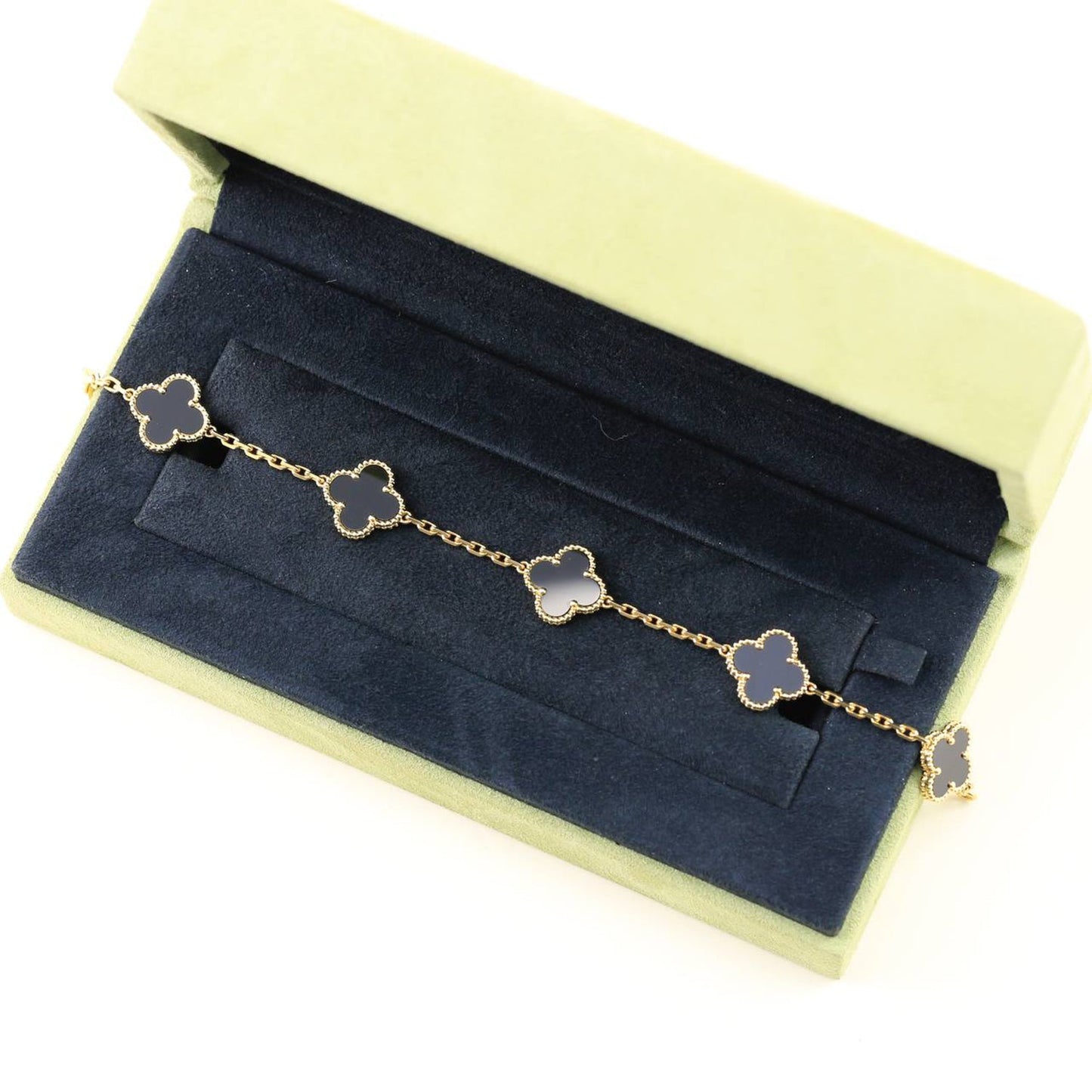 [baslovejewels]CLOVER  5 MOTIFS BLACK ONYX BRACELET
