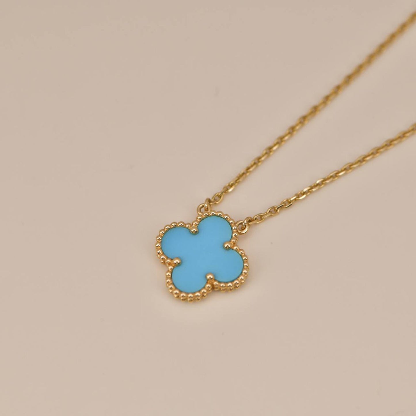 [Basjewels]CLOVER 15MM VINTAGE TURQUOISE NECKLACE