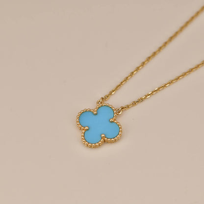 [Basjewels]CLOVER 15MM VINTAGE TURQUOISE NECKLACE