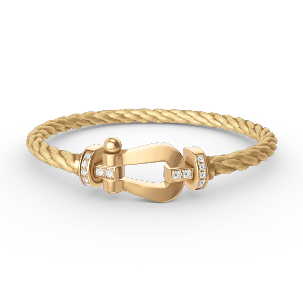 [Basjewels]FORCE LARGE HORSESHOE HALF DIAMOND BRACELET GOLD