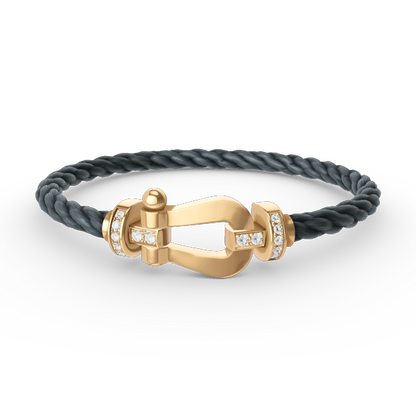 [Basjewels]FORCE LARGE HORSESHOE HALF DIAMOND BRACELET GOLD