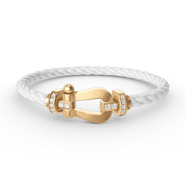 [Basjewels]FORCE LARGE HORSESHOE HALF DIAMOND BRACELET GOLD