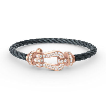 [Basjewels]FORCE LARGE HORSESHOE FULL DIAMOND BRACELET ROSE GOLD