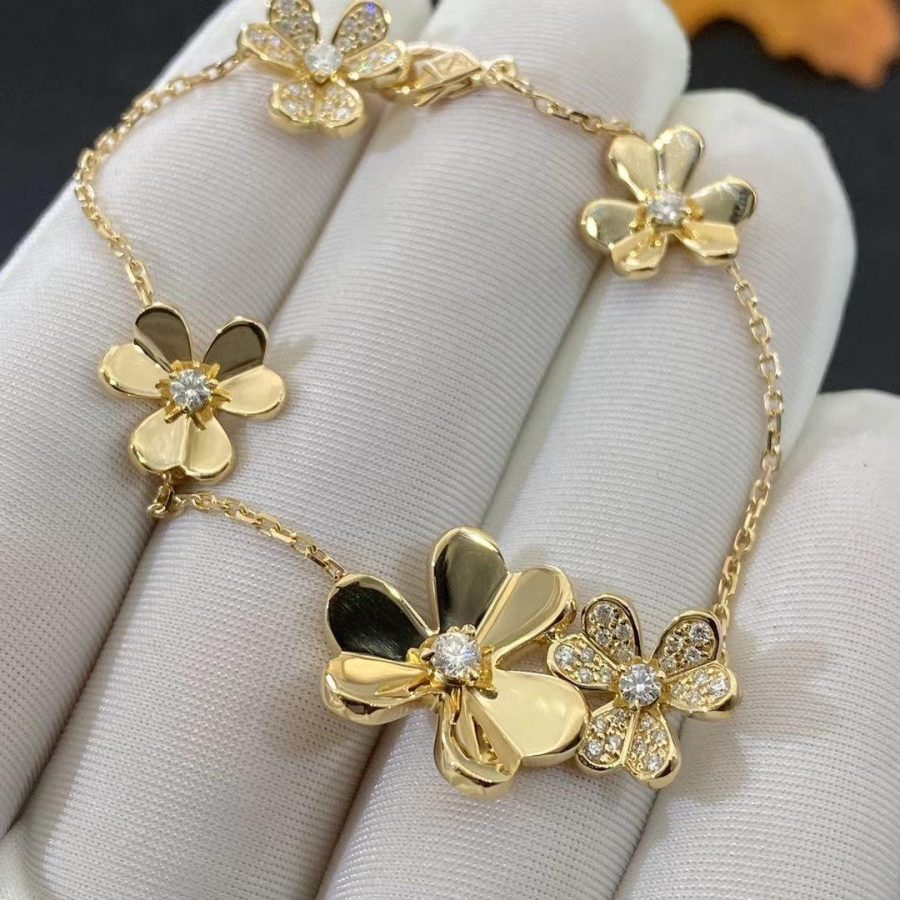 [Basjewels]FRIVOLE GOLD 5 FLOWERS BRACELET