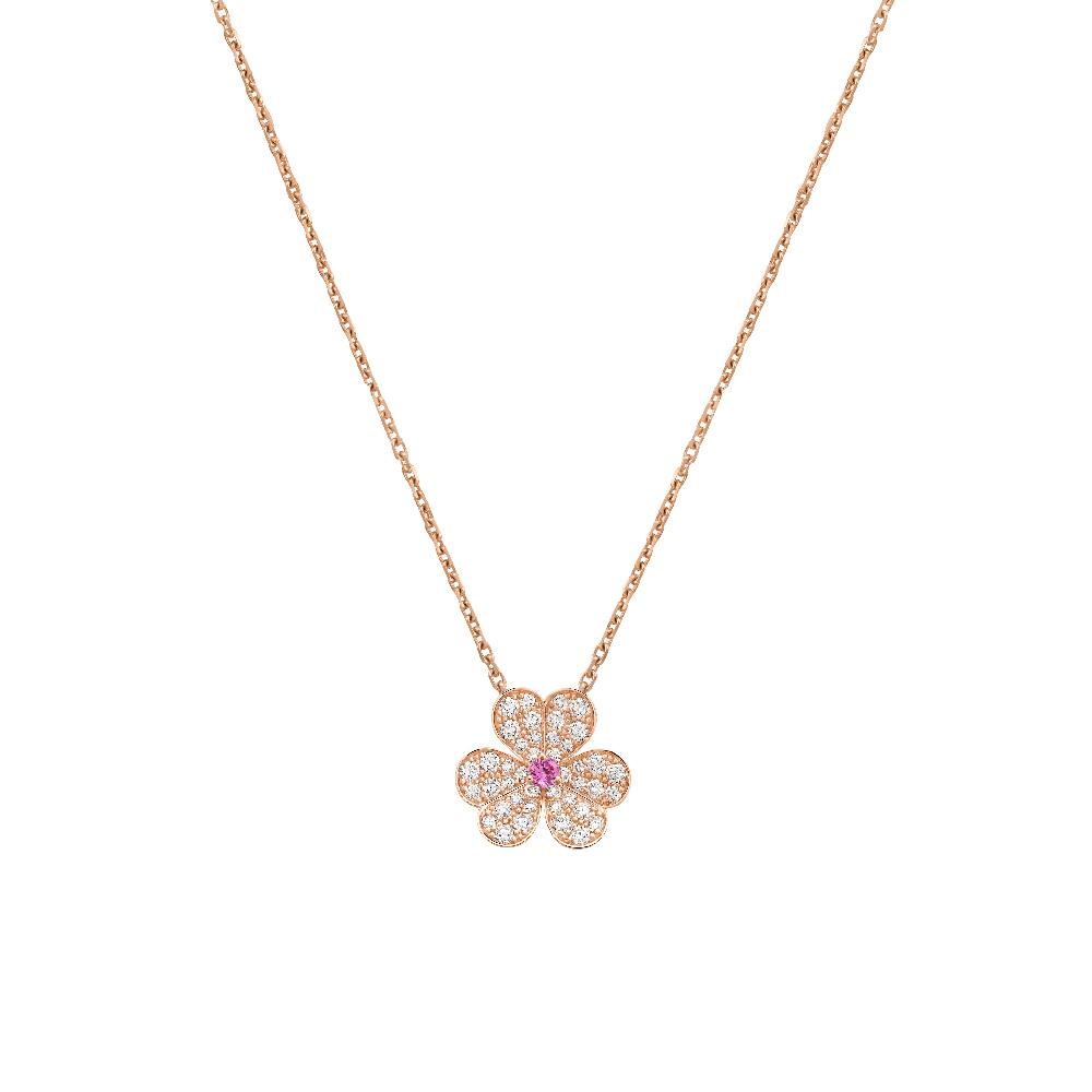 [Basjewels]FRIVOLE ROSE GOLD FLOWER DIAMOND NECKLACE