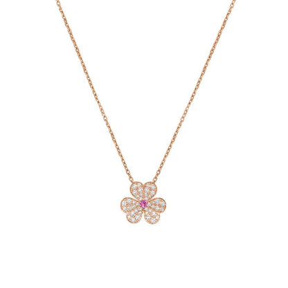 [Basjewels]FRIVOLE ROSE GOLD FLOWER DIAMOND NECKLACE