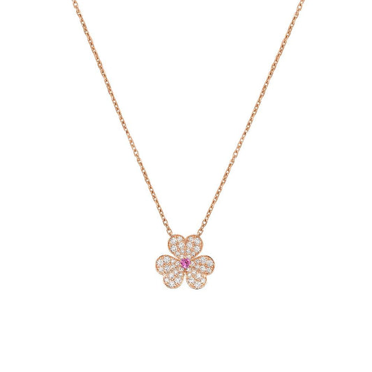 [Basjewels]FRIVOLE ROSE GOLD FLOWER DIAMOND NECKLACE