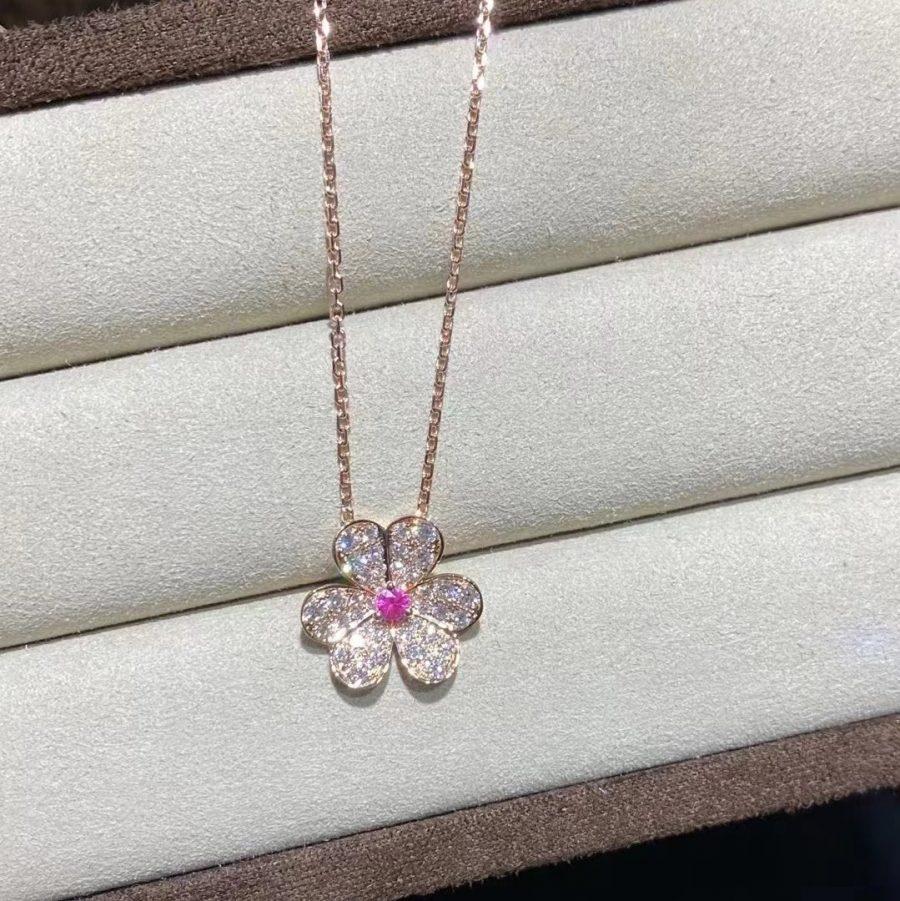 [Basjewels]FRIVOLE ROSE GOLD FLOWER DIAMOND NECKLACE