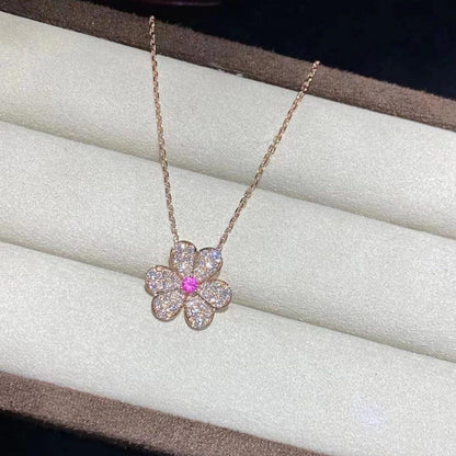 [Basjewels]FRIVOLE ROSE GOLD FLOWER DIAMOND NECKLACE