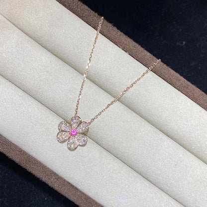 [Basjewels]FRIVOLE ROSE GOLD FLOWER DIAMOND NECKLACE